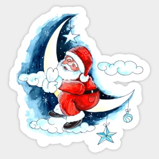 Santa Claus Moon Watercolor Sticker